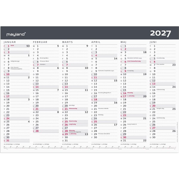 Mayland 2027 Kontorkalender, Moderne, A3