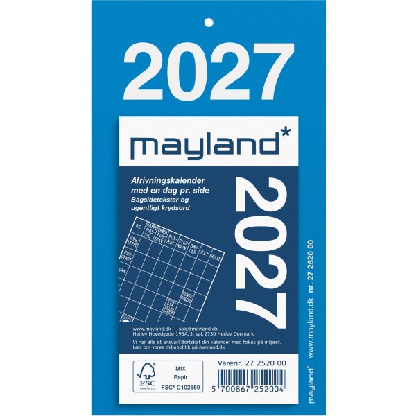 Mayland 2027 Afrivningskalender