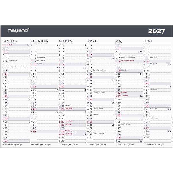 Mayland 2027 Kontorkalender, Moderne, A4