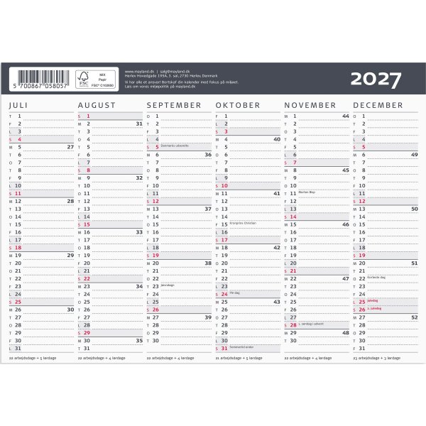 Mayland 2027 Kontorkalender, Moderne, A5