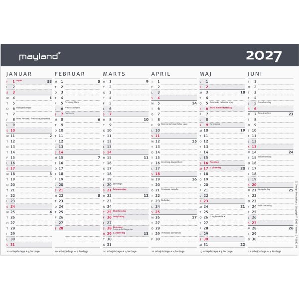 Mayland 2027 Kontorkalender, Moderne, A5