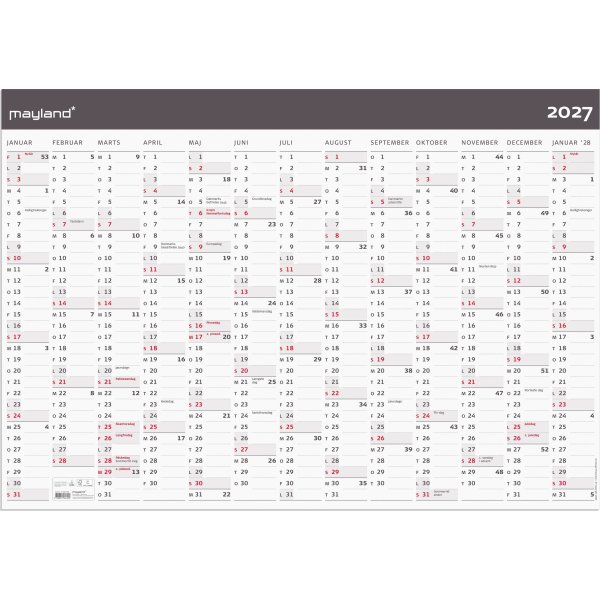 Mayland 2027 Kæmpekalender, Moderne, 1x13 mdr.