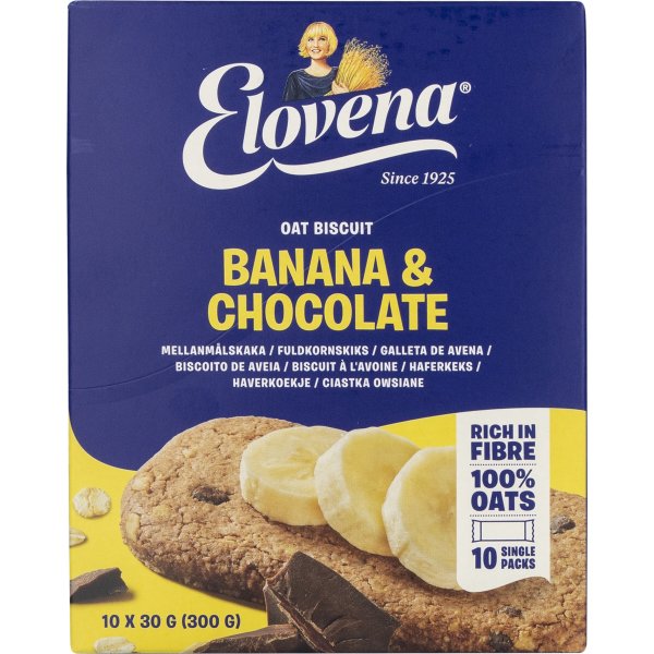 Elovena Biscuit Banan og Chokolade, 300 g