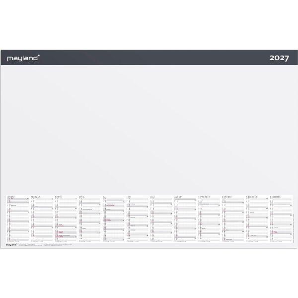 Mayland 2027 Skriveunderlag m. kalender, 20 blade