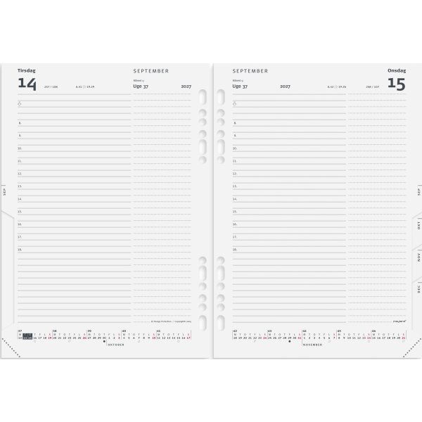 Mayland 2027 System A5 Ugekalender, tværf. refill