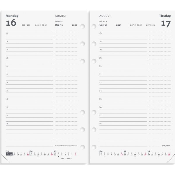 Mayland 2027 System PP Dagkalender, højf. refill