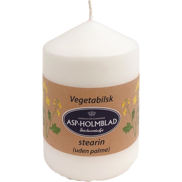 Bloklys, vegetabilsk stearin, 6,8x10 cm, hvid