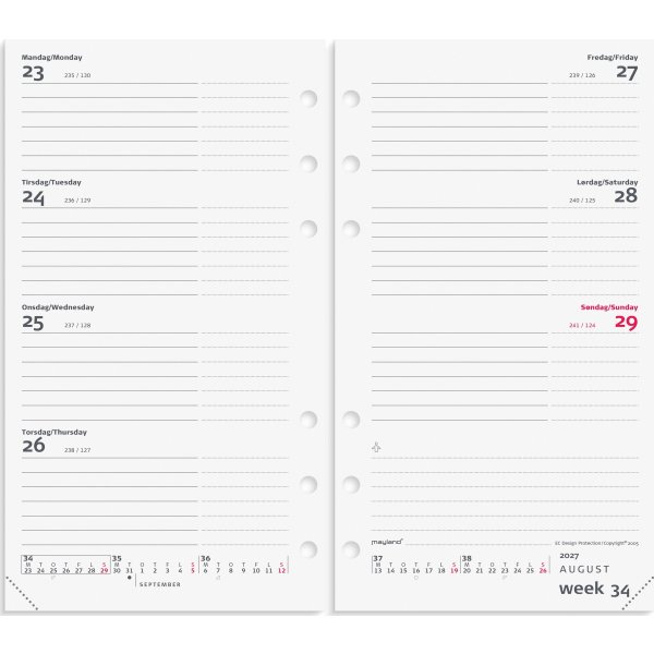 Mayland 2027 System PP Ugekalender, tværf. refill
