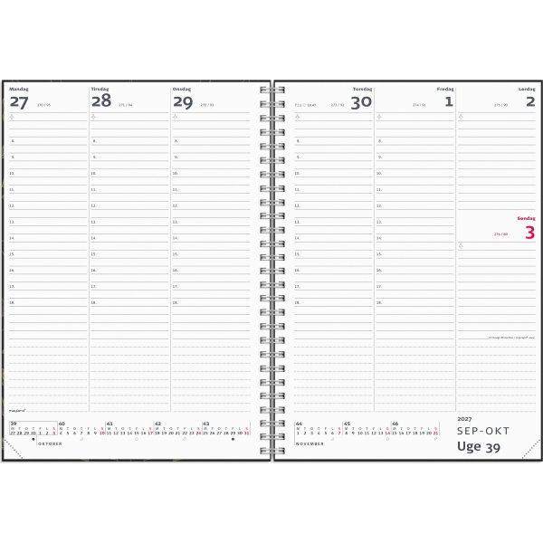 Mayland 2027 Ugekalender, højformat, grå