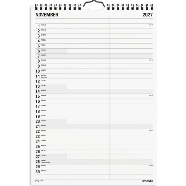 Mayland 2027 Vægkalender, Black & White, 2 kol.