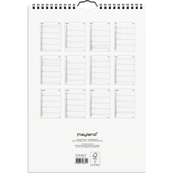 Mayland 2027 Vægkalender, Black & White, 2 kol.