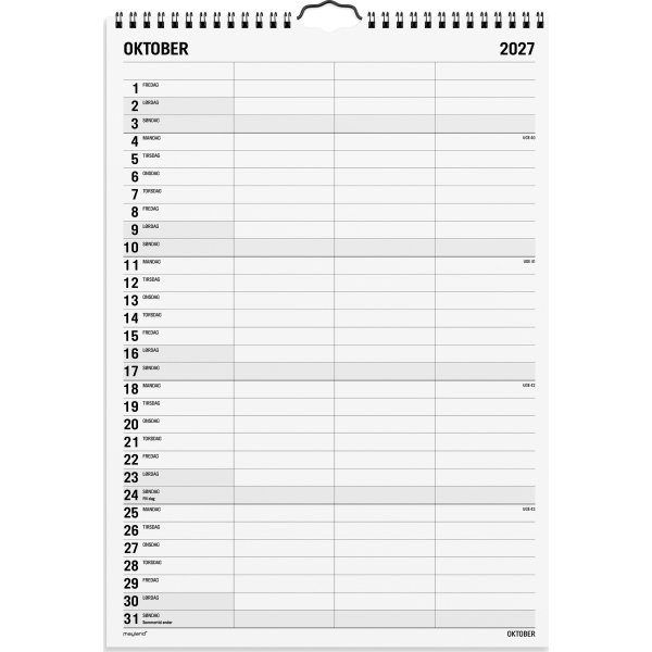 Mayland 2027 Vægkalender, Black & White, 3 kol.