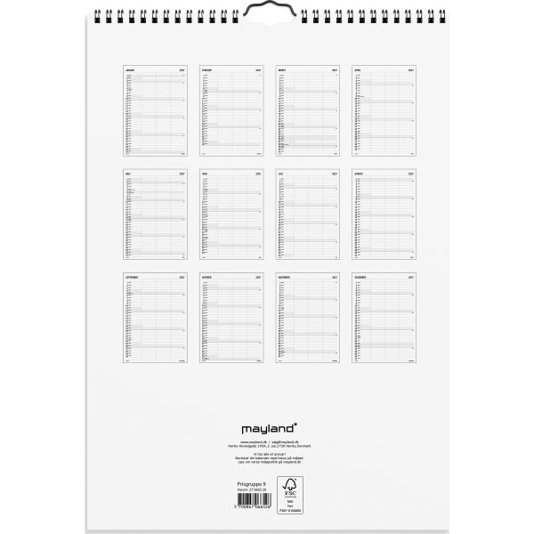 Mayland 2027 Vægkalender, Black & White, 3 kol.