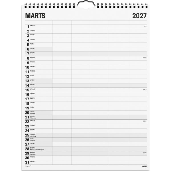 Mayland 2027 Vægkalender, Black & White, 5 kol.