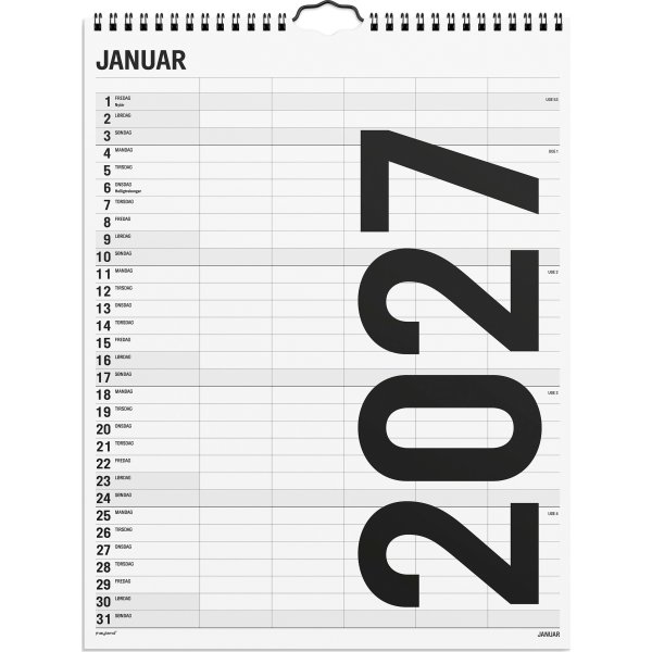 Mayland 2027 Vægkalender, Black & White, 5 kol.