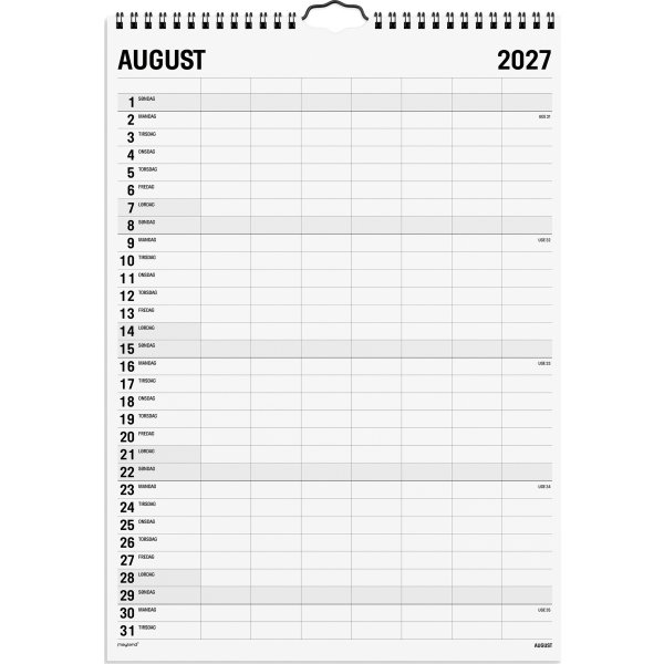 Mayland 2027 Vægkalender, Black & White, 7 kol.