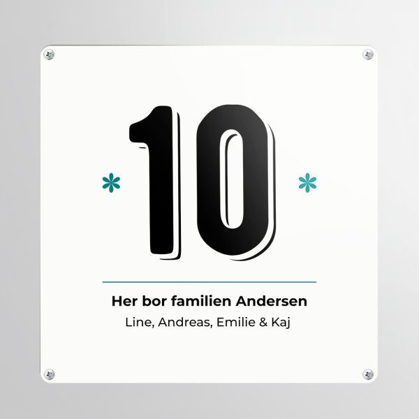 Skilt | Kvadrat | 20 x 20 cm | M. huller