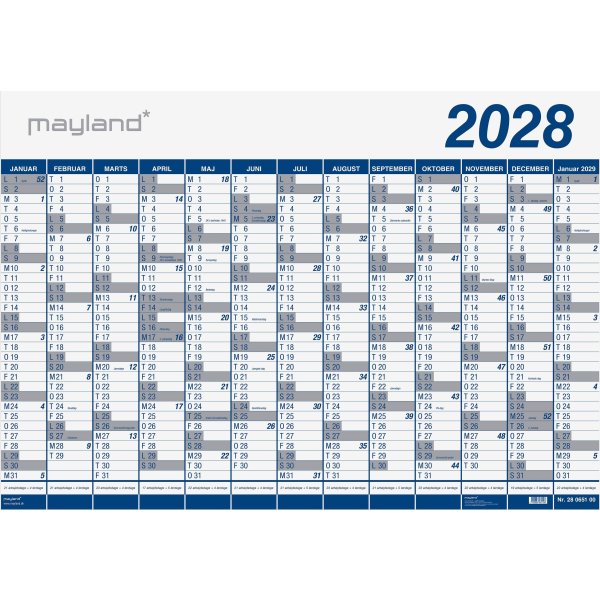 Mayland 2028 Kæmpekalender, 1x13 mdr., paprør