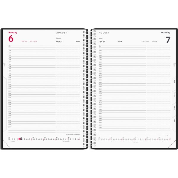 Mayland 2028 Timekalender, plast, sort