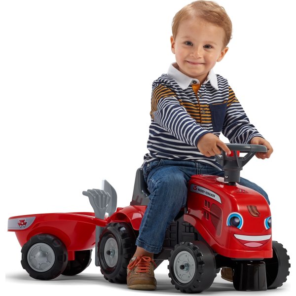 FALK Baby Massey Ferguson traktor m/trailer, rød