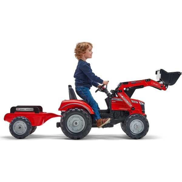 FALK Massey Ferguson frontlæsser m/vogn, rød