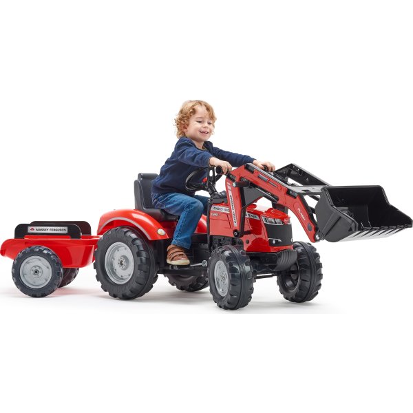 FALK Massey Ferguson frontlæsser m/vogn, rød