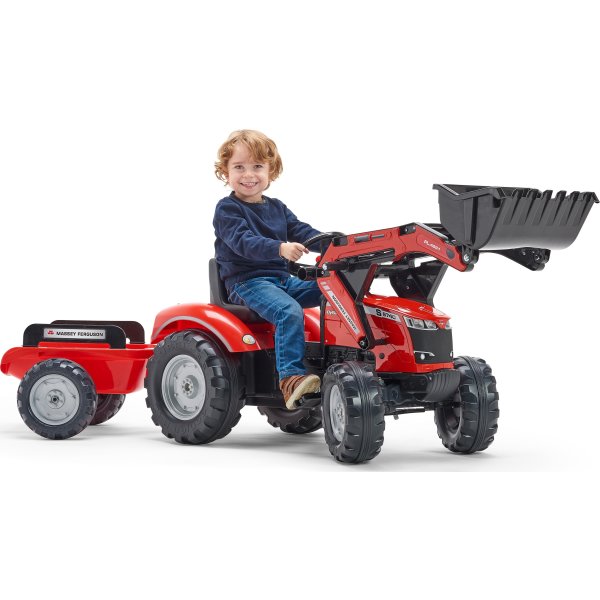 FALK Massey Ferguson frontlæsser m/vogn, rød