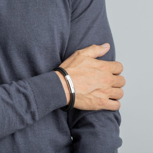 Lotus Style armbånd til mænd, læder, L19cm