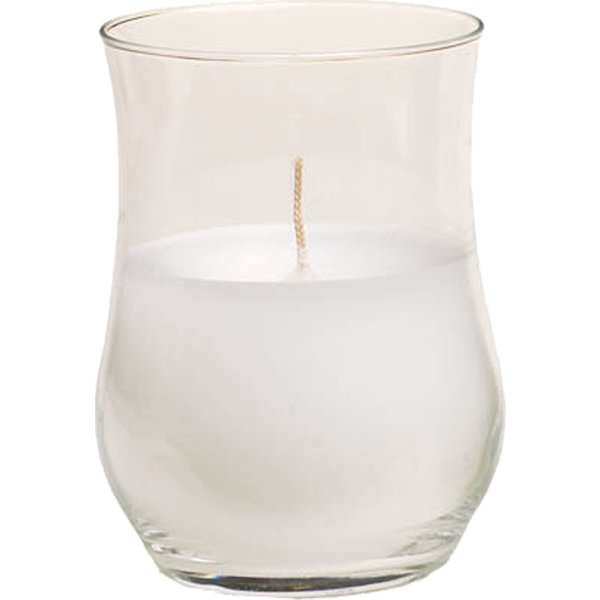 Tulipanglas/lysbowle, klart glas, hvid stearin
