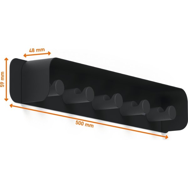 Durable Knagerække m. 5 knager DURASTORE®, sort