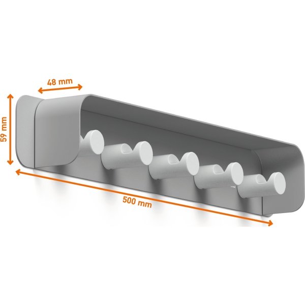 Durable Knagerække m. 5 knager DURASTORE®, grå