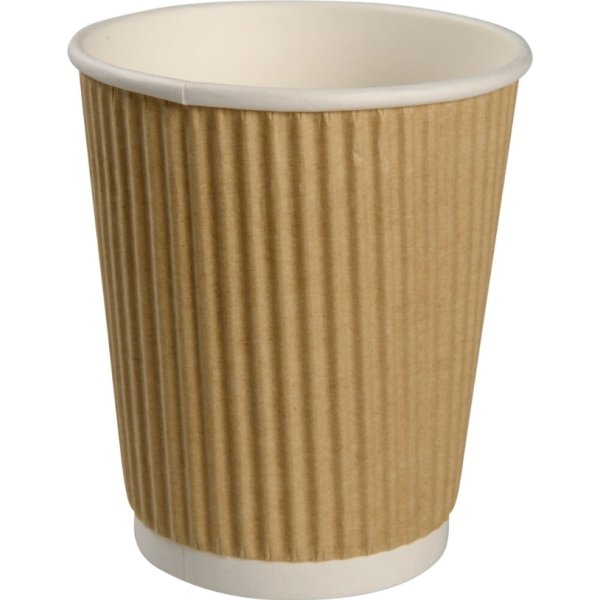 Papkrus, riflet, brun, 24 cl, 25 stk.