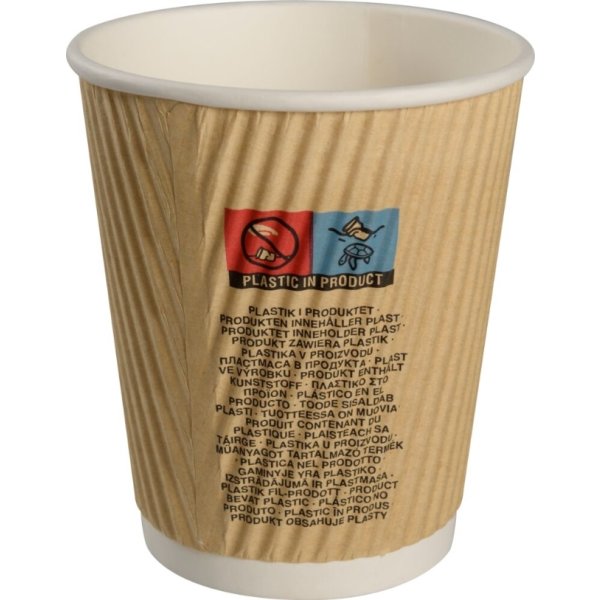 Papkrus, riflet, brun, 24 cl, 25 stk.