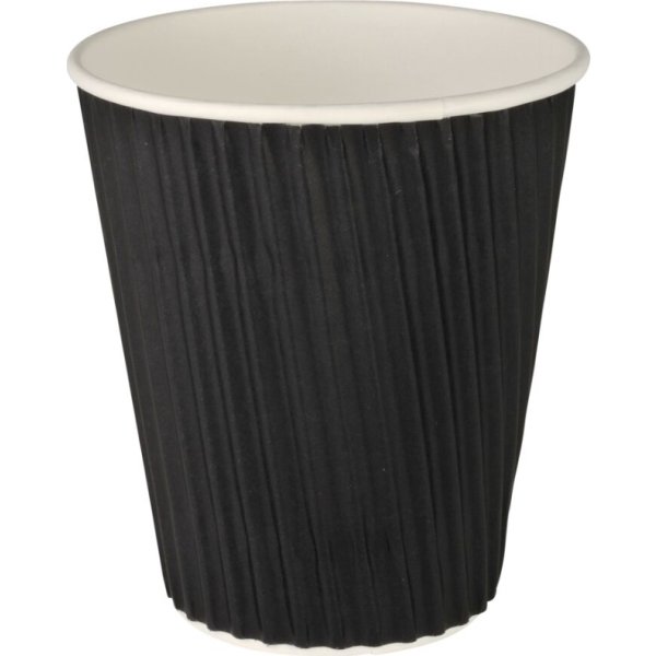 Papkrus, riflet, sort, 36 cl, 25 stk.