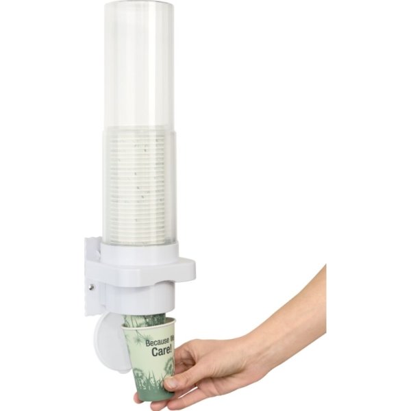 Vægdispenser, til Ø50-80 mm kopper, ABS/PP, hvid