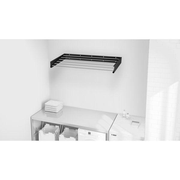 Tørrestativ, væghængt / foldbart, Sort,  6m
