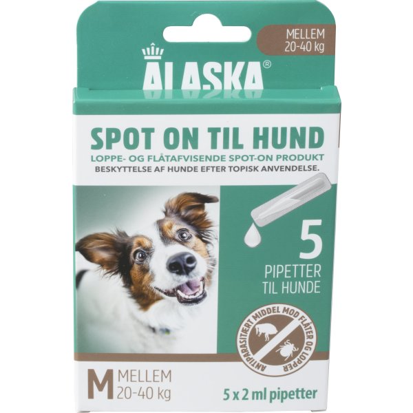 Alaska flåt- og loppemiddel, hund 20-40 kg, 5x2 ml