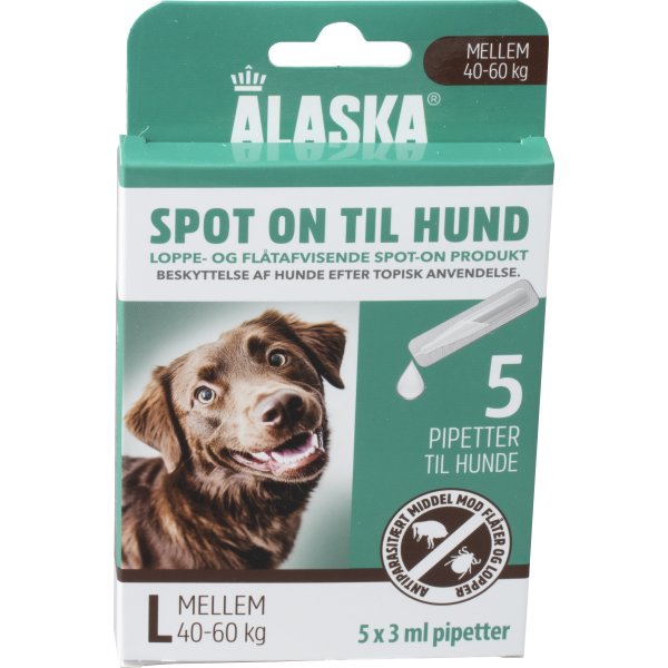 Alaska flåt- og loppemiddel, hund 40-60 kg, 5x3 ml