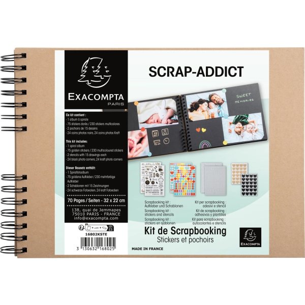 Exacompta Scrapbog, 210 fotos, kraft