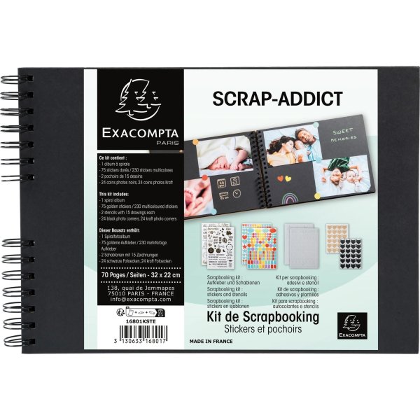 Exacompta Scrapbog, 210 fotos, sort