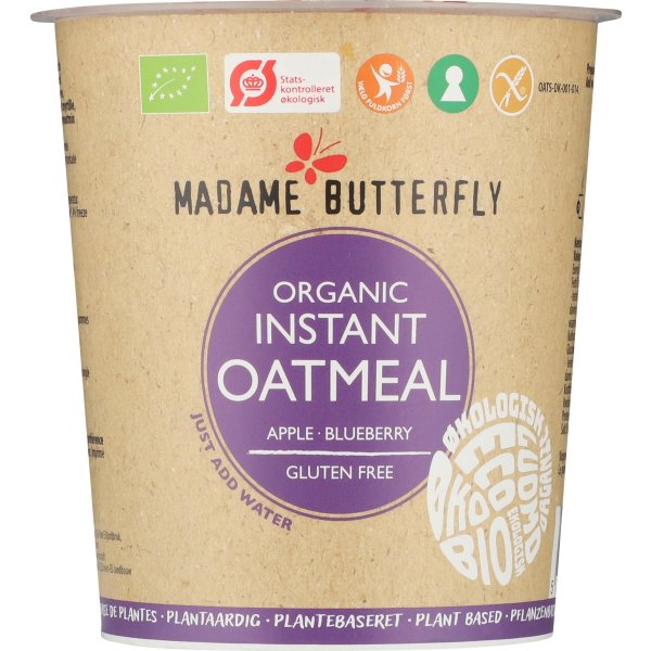 Madame Butterfly Øko Havregrød Æble/Blåbær, 55 g