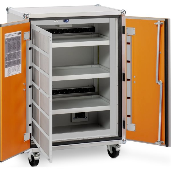Batteriopbevaringsskab 400V m/hjul, 66x80x115 cm.