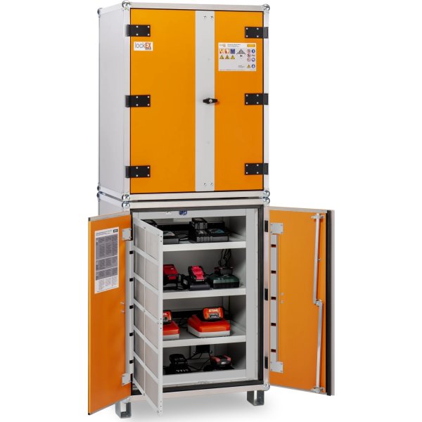 Batteriopbevaringsskab 230V m/fødder, 66x80x213 cm