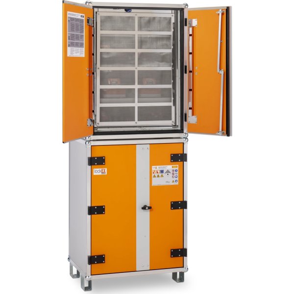 Batteriopbevaringsskab 230V m/fødder, 66x80x213 cm