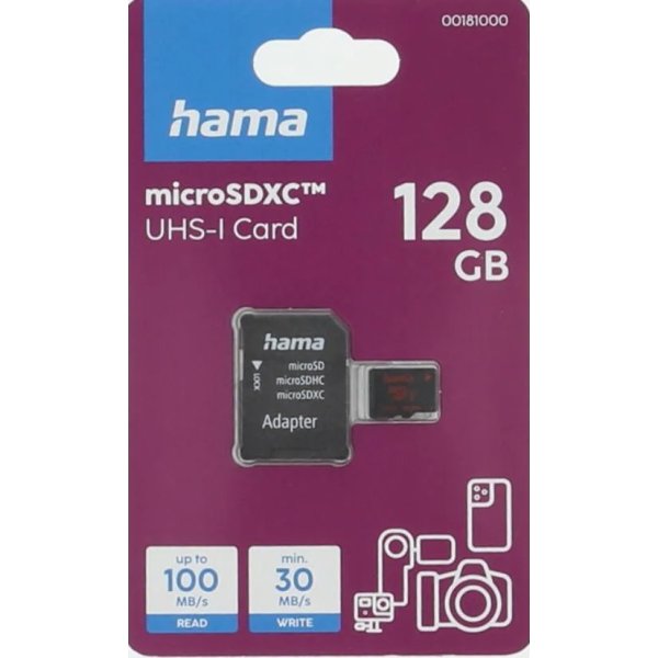 HAMA Hukommelseskort Micro SDXC 128 GB U3 UI V30