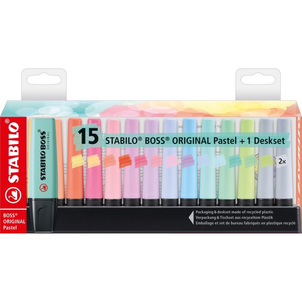 Stabilo Boss Highlighter | Pastel | 15 farver