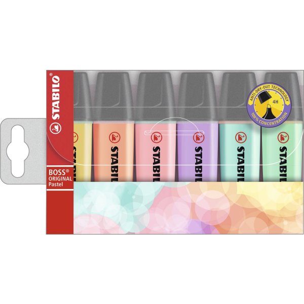 Stabilo Boss Highlighter | Pastel | 6 farver