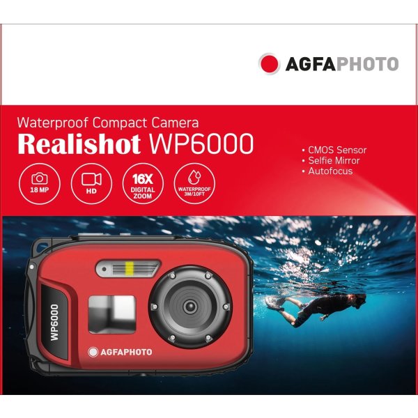 AGFAPHOTO Digitalkamera WP6000 18MP HD Rød