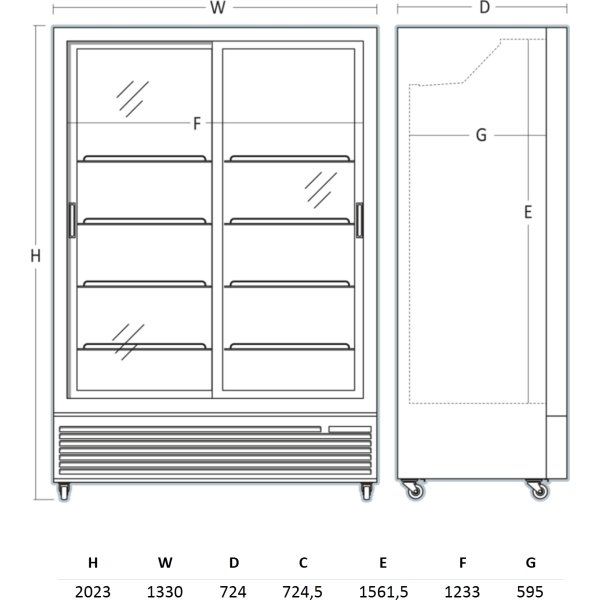 Scancool DC1300BSLD Displaykøleskab