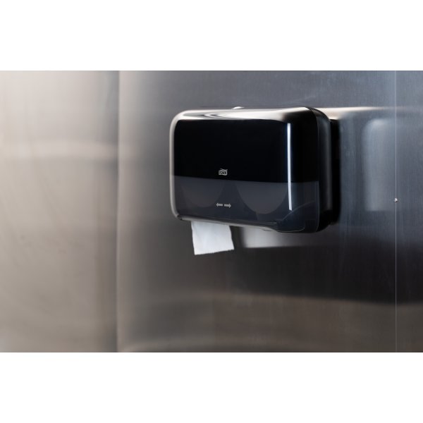 Tork T2 Twin Dispenser MiniJumbo Toiletpapir, Sort